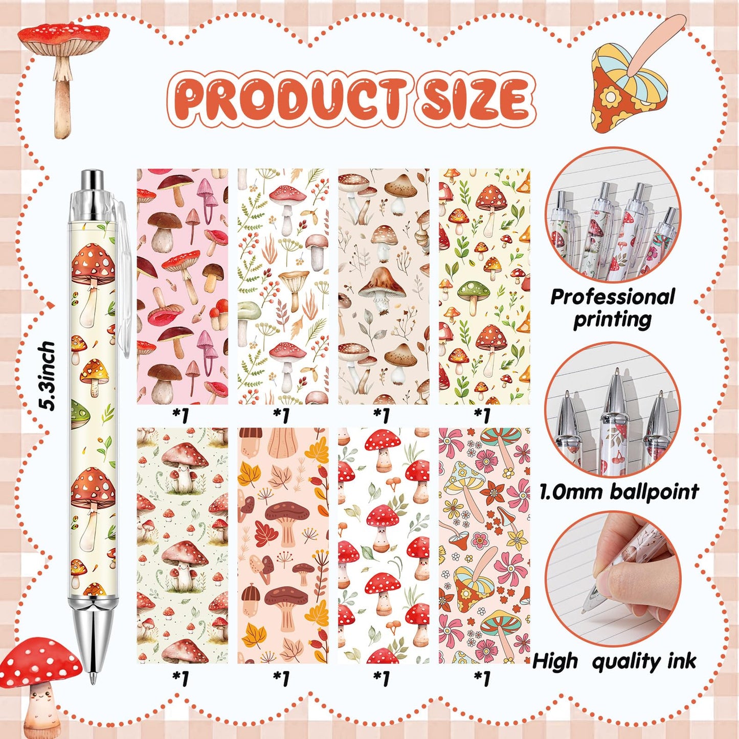 Fuyoooo Mushroom Gifts Set for Women Include Mushroom Ballpoint Pens Sticky Notes Stickers Office Stationery Supplies for Xmas Gifts Theme Birthday Party Favor Decor