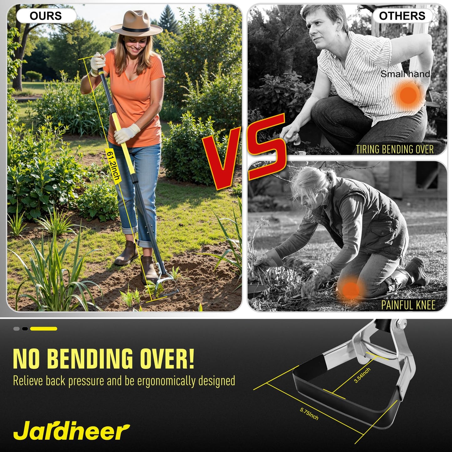 Jardineer Garden Hoe with Long Handle, Scuffle Hoe for Weeding, Stirrup Hoes for Flower Beds,Yards(64 inches)