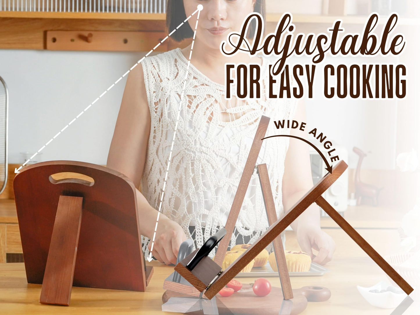 INNObeta Cookbook Stand for Kitchen Counter, Adjustable Tablet Recipe Book Holder, Perfect Gifts for Women, Mom, Grandma on Birthday, Unique Kitchen Decor, Butterfly