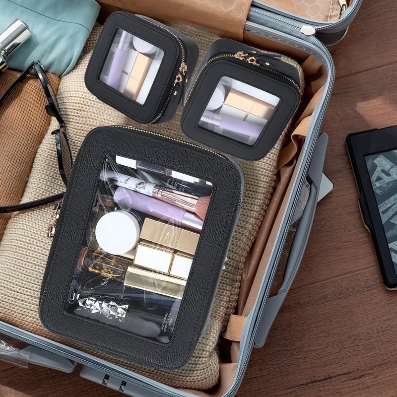 FASAOH Clear Makeup Bag with Mini Cosmetic Bags,Travel Toiletry Bag for Women,Portable Cosmetic Bag Case, Transparent Waterproof Cosmetic Organizer Storage Bag for Women Men