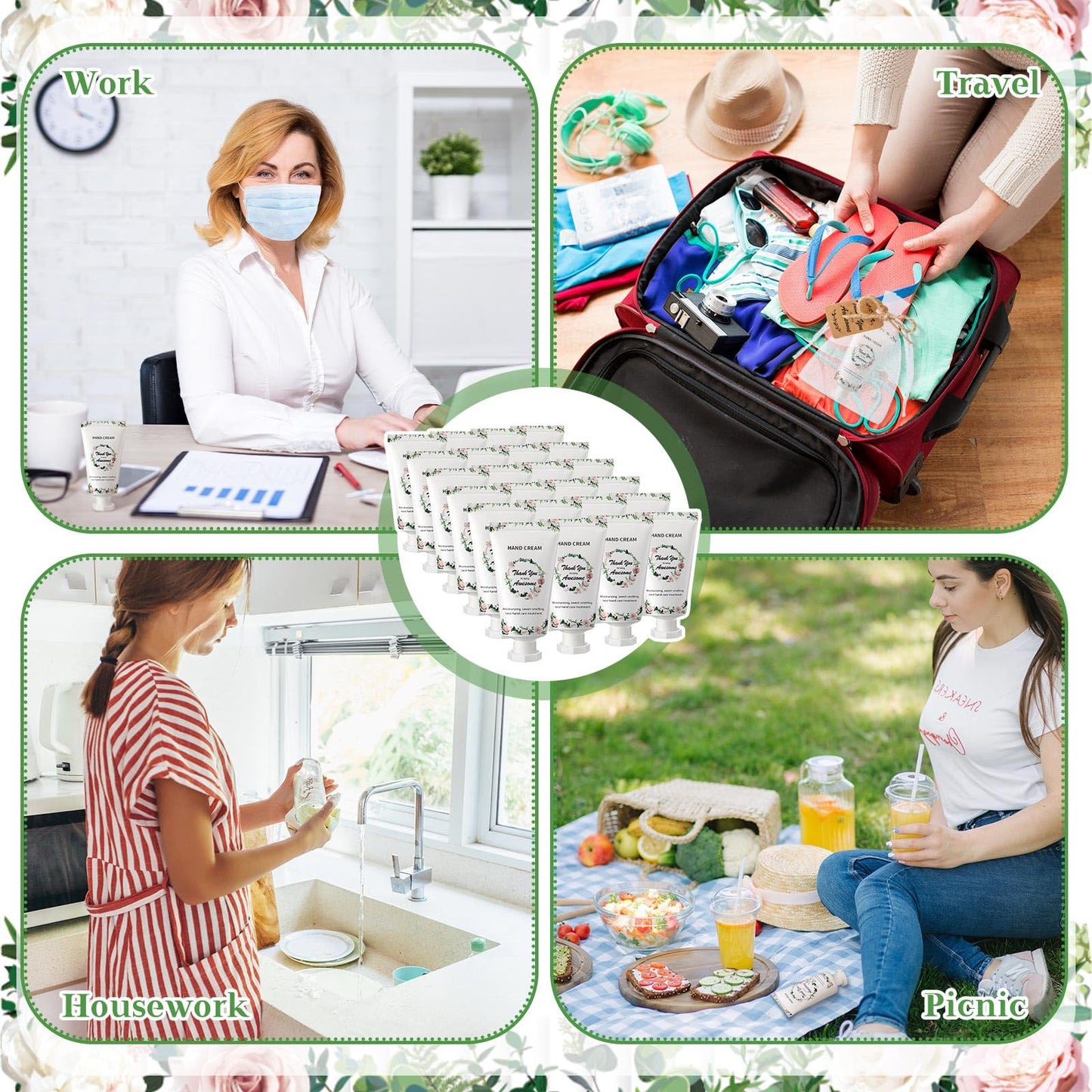 Dansib 24 Sets Employee Appreciation Gifts Hand Mini Lotion Bulk Travel Size Hand Cream Inspirational Thank You Gifts for Employee Staff Teachers Coworkers Team Nurse(Elegant)