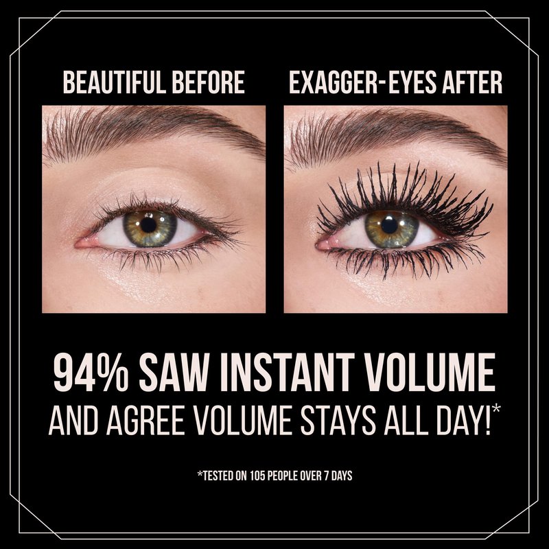 Charlotte Tilbury Exagger-Eyes Instant Volume Mascara Makeup – Volumizing, Lengthening, No‑Clump Mascara with 28‑Hour Smudge‑Proof & Flake‑Proof Wear – All Day Wear Formula