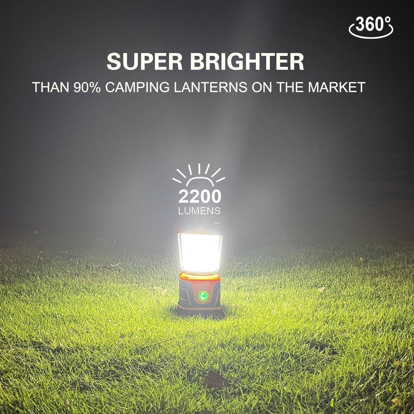Camping Lantern Rechargeable 2200LM, LED Flashlight Lanterns for Power Outages, Emergency,Camping,Hurricane, Lanterns with IPX5 Waterproof,4 Light Modes,4400mAh Power Bank