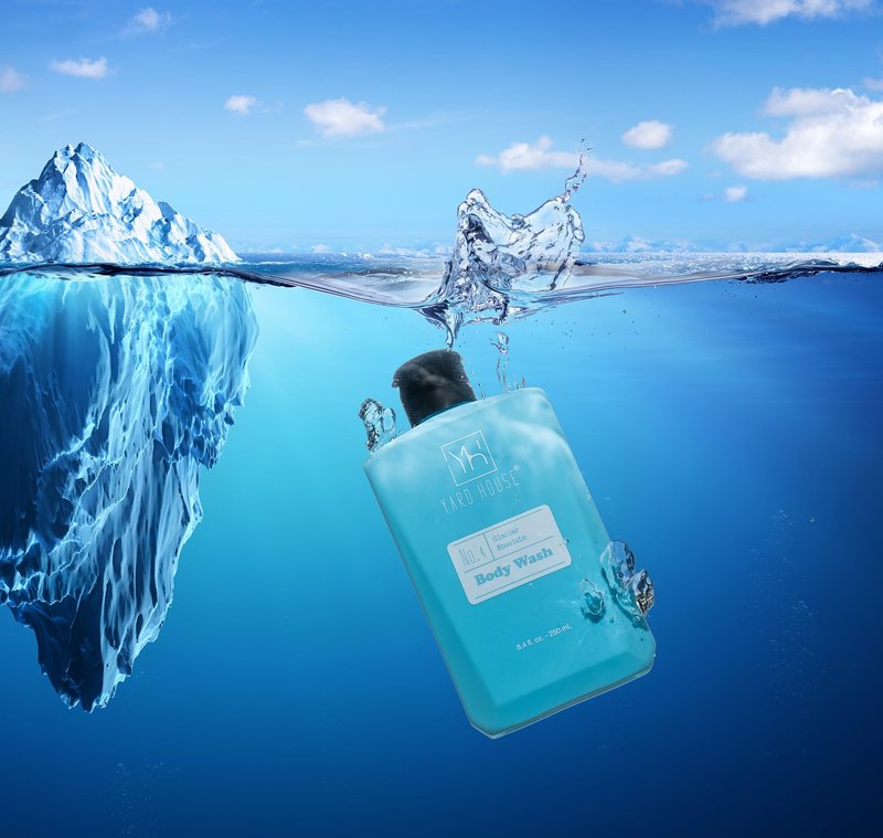 Yard House Bath and Body Mens Gift Set - Glacier Absolute - Premium Fathers Day Birthday Christmas Gifts Ideas For Him - Skin Care Kits For Men in Leather Toiletry Bag w. Full Size Items