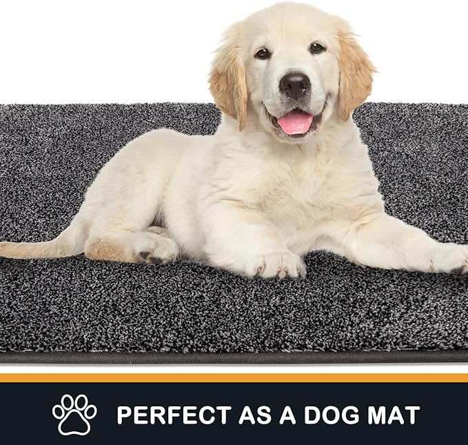 PURRUGS Dirt Trapping Door Mat 48" x 48", Non-Slip Machine Washable Entryway Rug, Dog Doormat, Indoor Front Door Mat, Super Absorbent Entry Rug for Muddy Shoes & Paws, Light Grey-Dark Grey