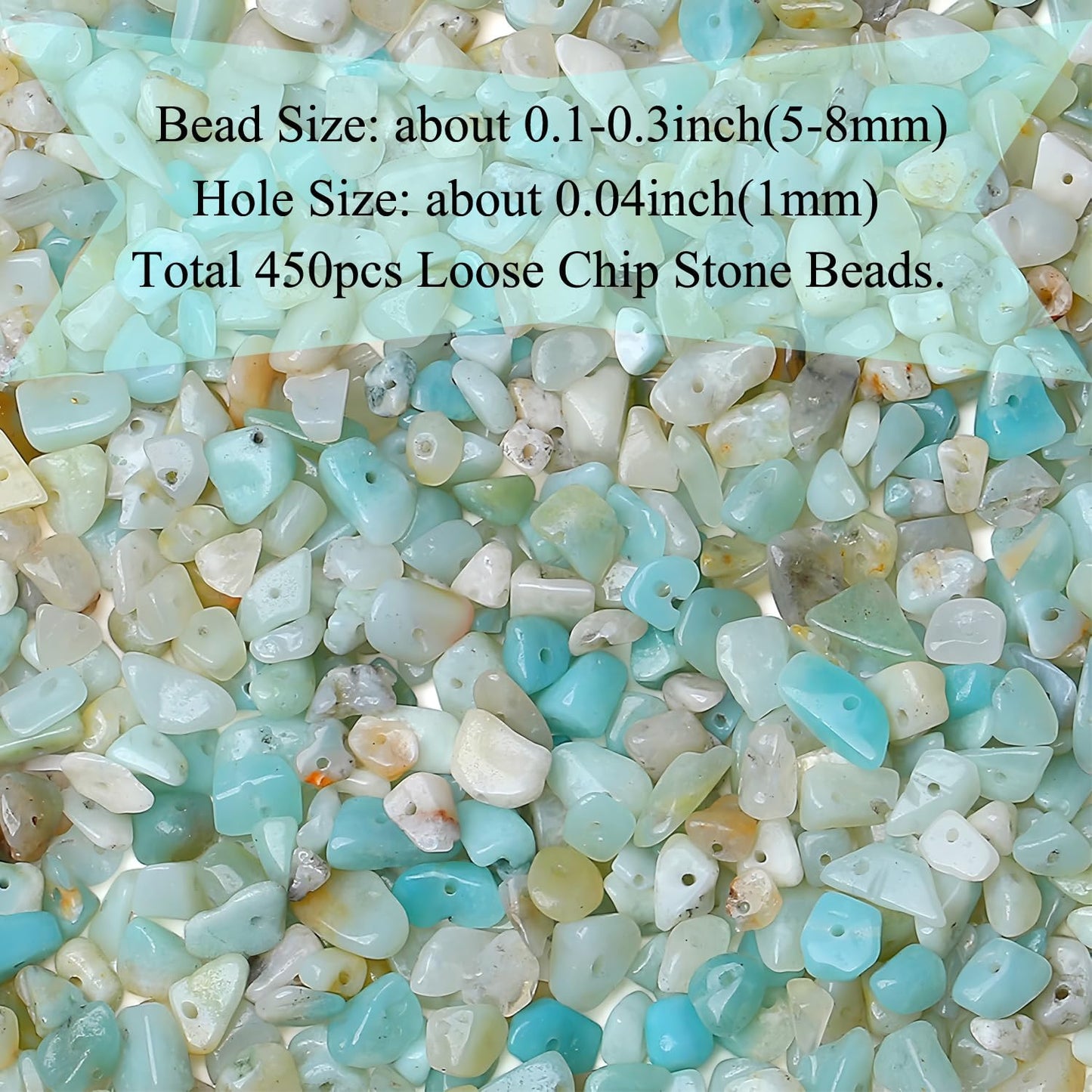 Natural Chip Stone Beads 450pcs Amazonite Chips 5-8mm Genuine Real Irregular Healing Crystal Rocks Hole Drilled DIY Loose Gemstone Beads for Jewelry Making Bracelet Earrings Necklace Crafting