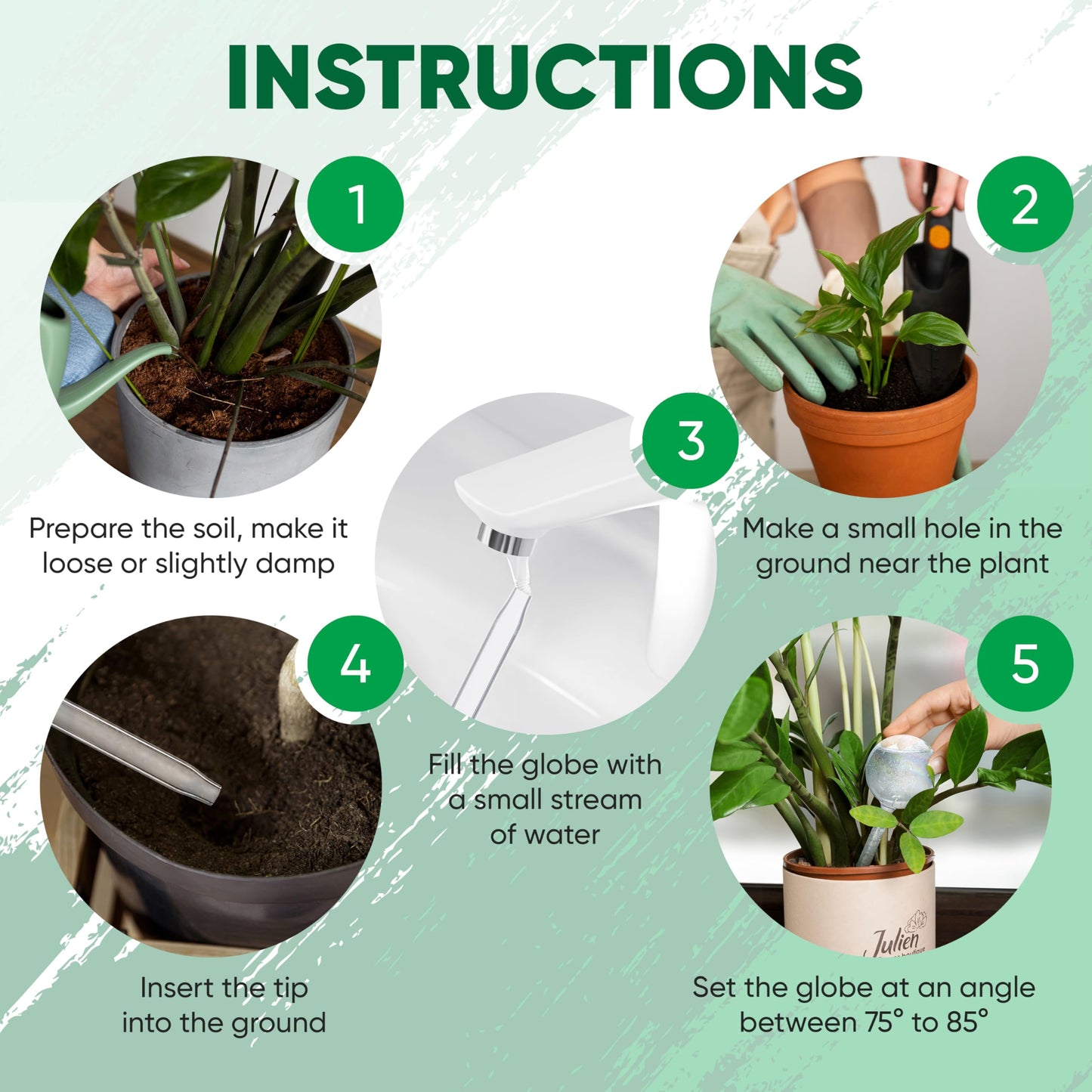 Mission Gallery Clear Plant Watering Globes Set of 2 - Large Self Watering Globes for Indoor & Outdoor Plants - Automatic, Glass Watering Bulbs for Daily Use, Plant Watering Devices