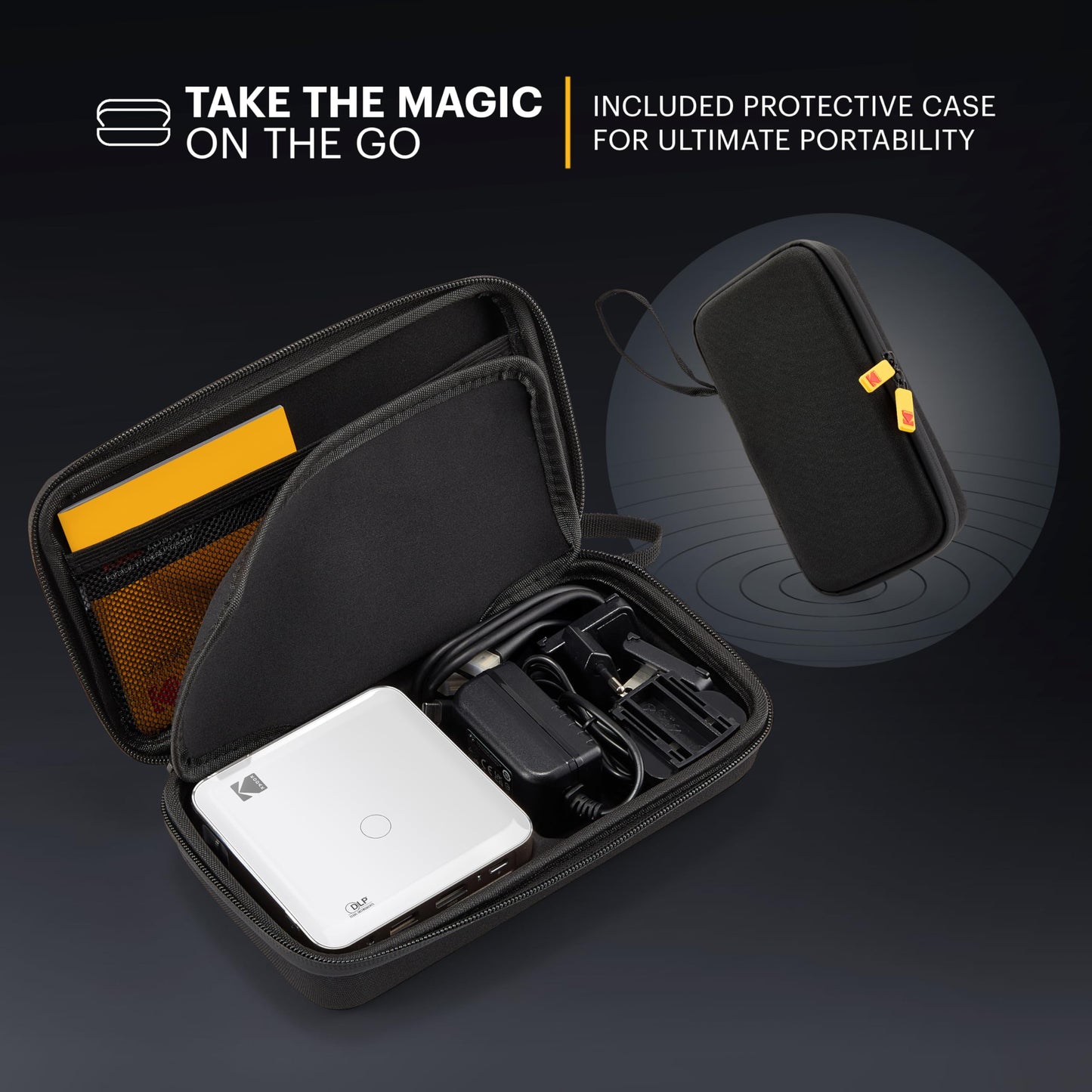Kodak Luma 150 Wireless Mini Pico Projector – DLP, Supports 1080p, Built-in Speaker & Rechargeable Battery, HDMI/USB/microSD, Travel Case Included