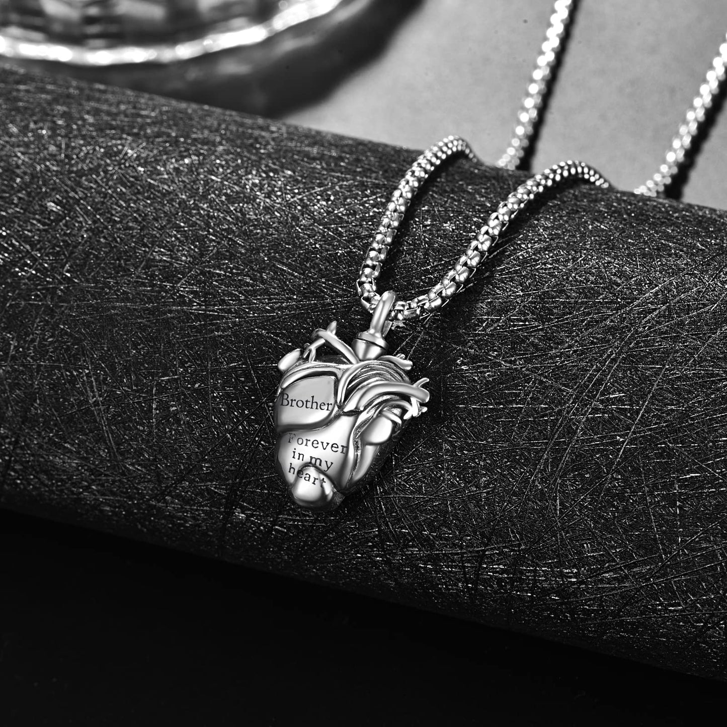 Personalized Anatomical Heart Urn Necklaces for Ashes Sterling Silver Ash Pendants Cremation Jewelry Brother Keepsake Pendant Memorial Jewelry Gifts for Loss of Brother