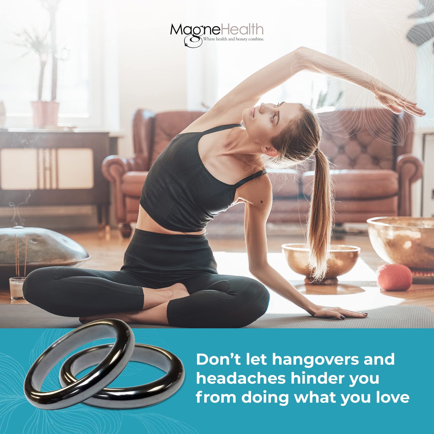 MAGNEHEALTH Holiday Hangover Hematite Ring, Elegant Magnetic Hematite Ring as Jewelry for Men and Women (Size 10)