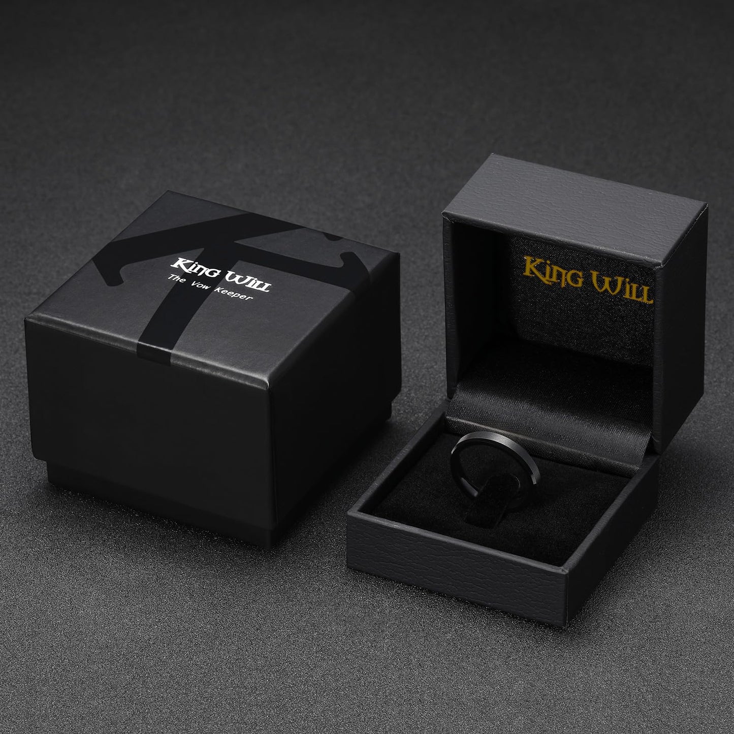 King Will 4mm Black Tungsten Men's Wedding Band - Brushed Matte Finish, Beveled Polished Edge, Comfort Fit 10