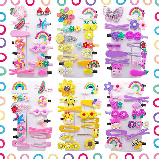 84PCS Hair Accessories for Girls Little Girl Hair Clips Barrettes for Baby Toddler Teens Women Kids Cute Candy Colorful Flower Gift for 4-12 Ages (Toddler Hair Accessories)