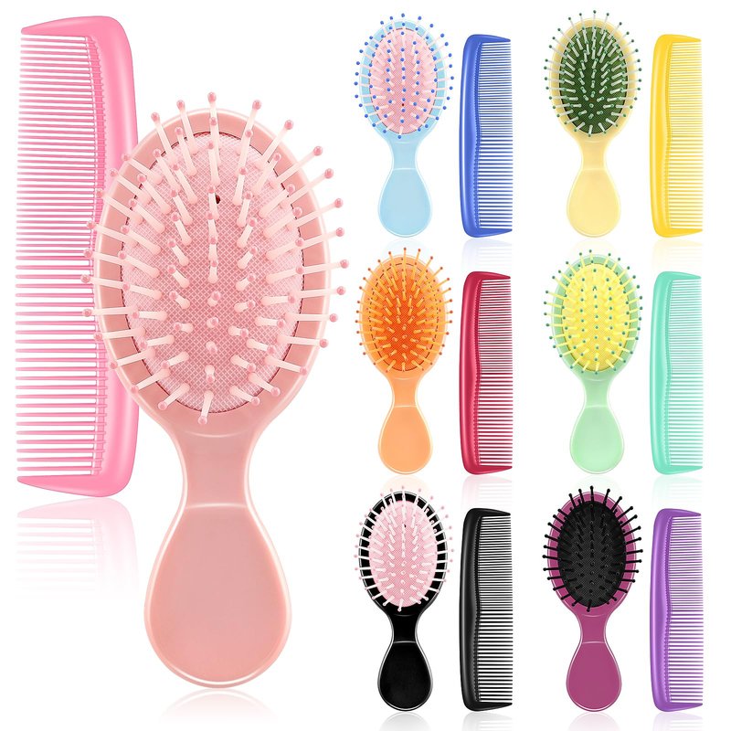 HOFASON 70 Pieces Bulk Mini Wet Hair Brush & Mini Comb Set for Kids Girls Women, Bridesmaid Gift, Spa Party Supplies, Summer Stuff, 35 Travel Small Brushes for Hair 35 Fine Wide Hair Combs for Boy Men
