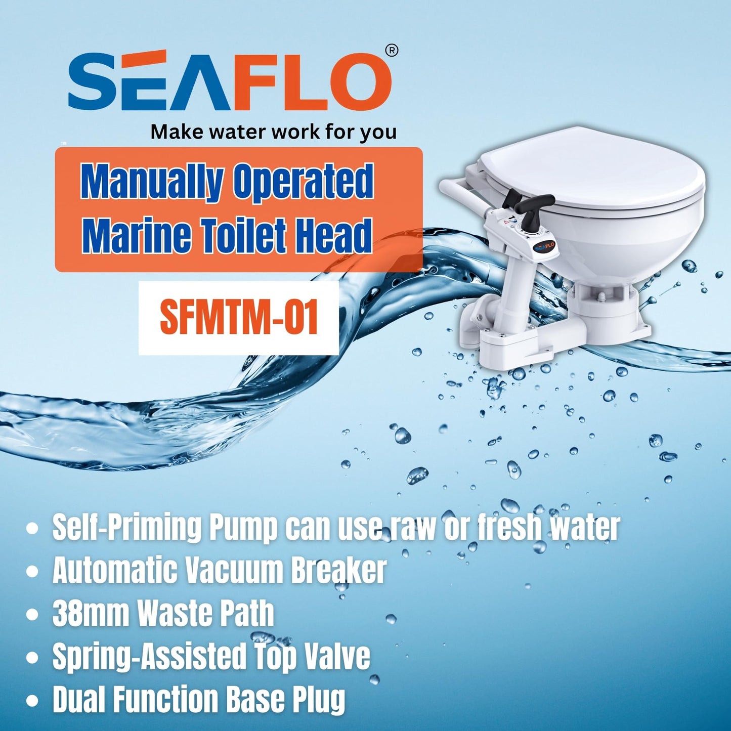 SEAFLO Manually Operated Marine Toilet Head