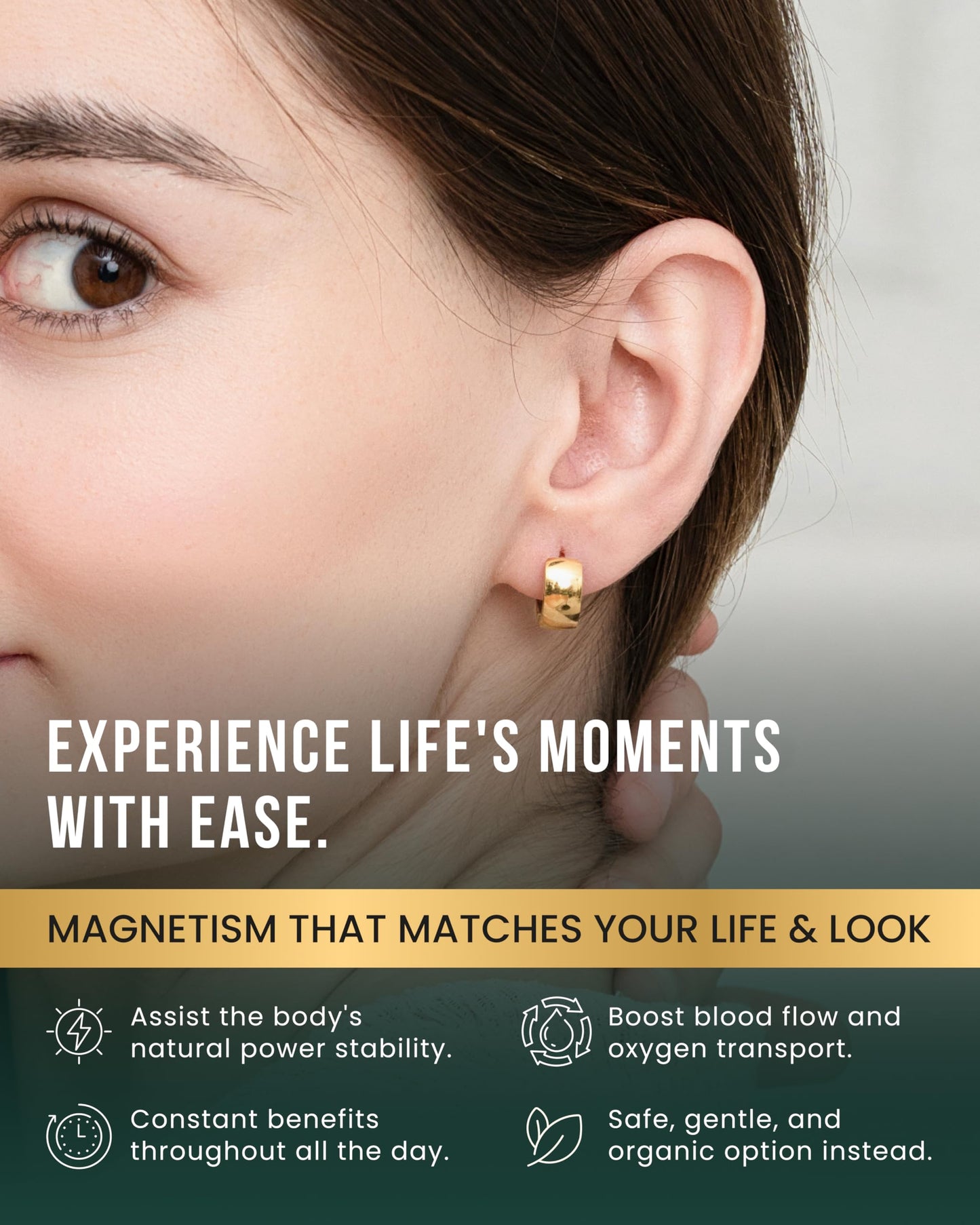 MagnetRX Magnetic Earrings for Women – Premium Magnetotherapy Lymphatic Earrings Polished Stainless Steel – Womens Lymphvity Magnetic Therapy Acupressure Earrings (Gold)
