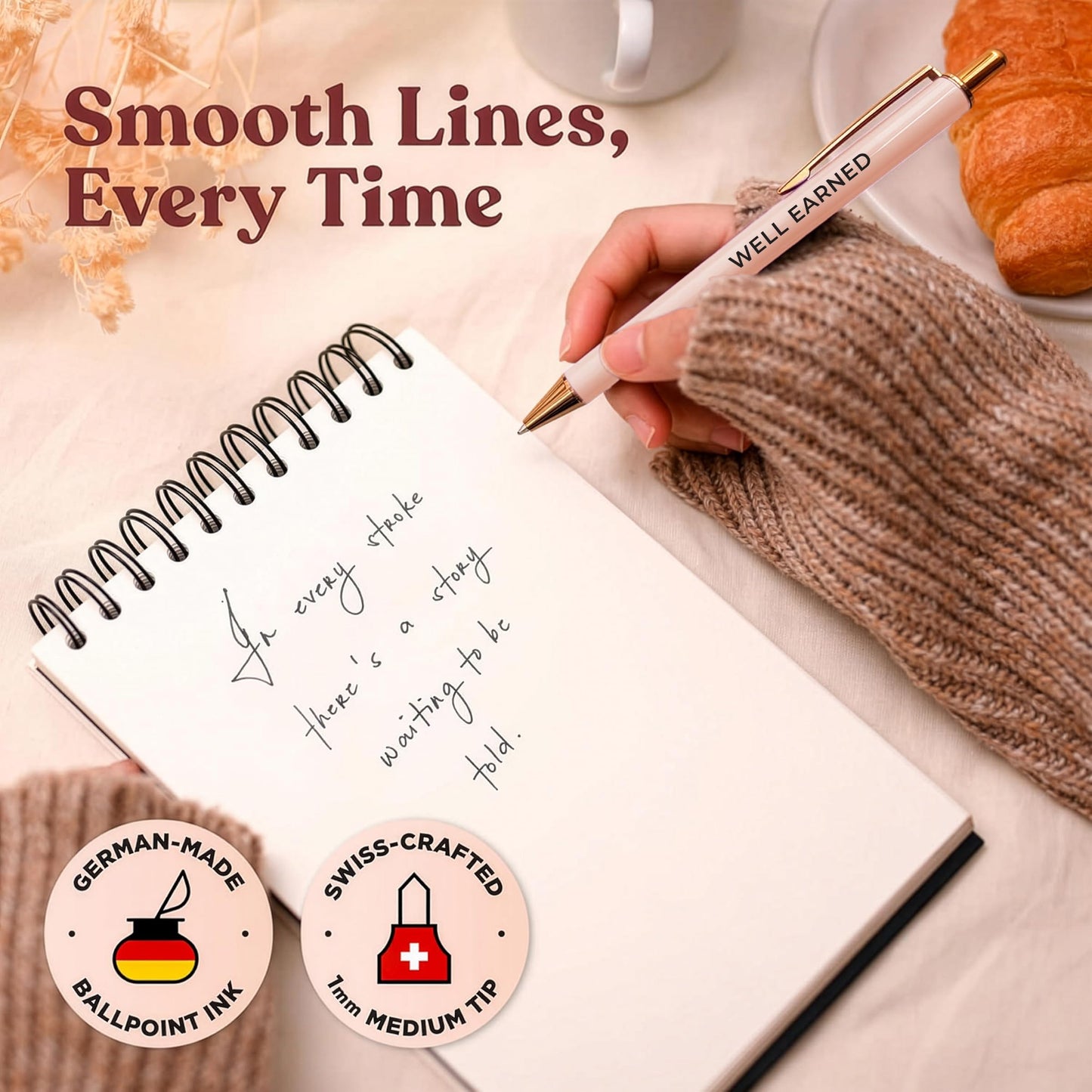 MESMOS 3pcs High End Luxury Congratulations Gifts for Women, Job Promotion Gifts for Women, Thank You Gift for Teacher, Employees, Coworkers, Mentors & Managers German-Ink & 1mm Swiss-Tip Luxury Pen.