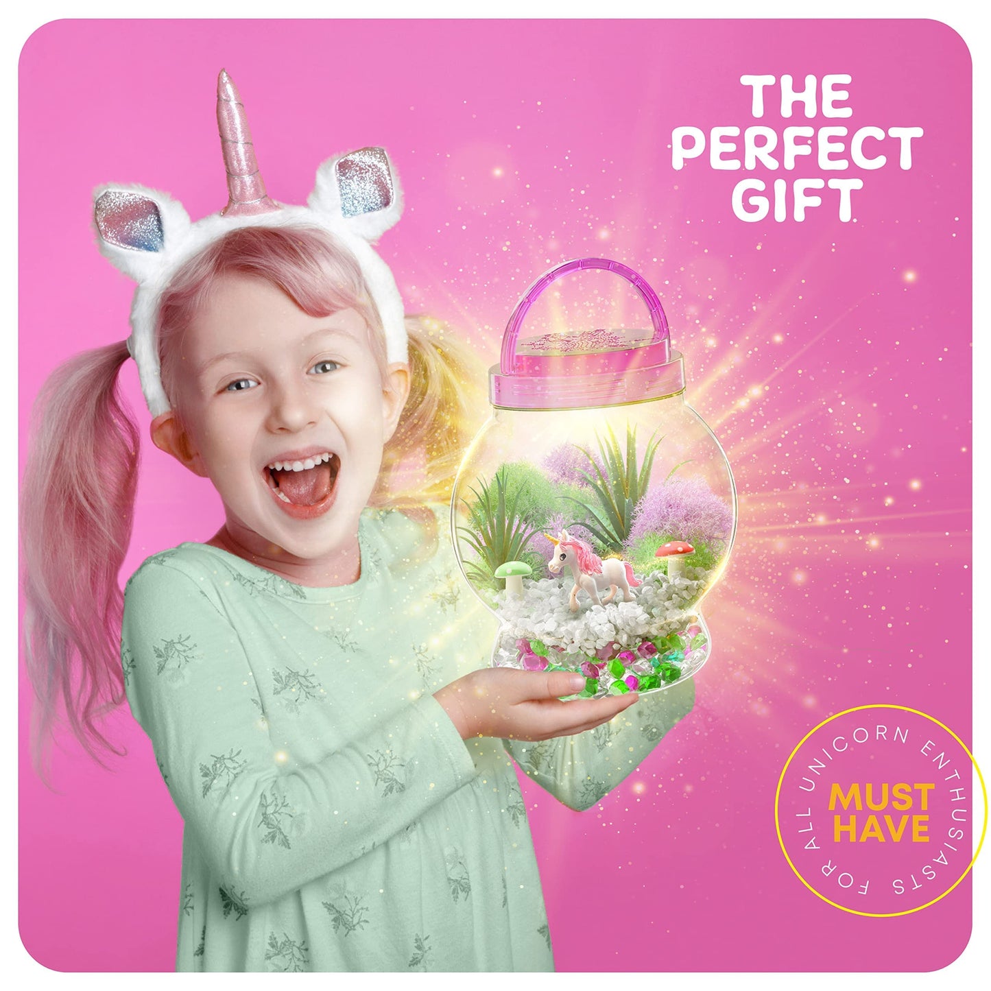 Dan&Darci Light-Up Unicorn Terrarium Kit for Kids - Kid Birthday Gifts - Best Unicorn Toys & Activities Kits Presents - Arts & Crafts for Girls & Boys Age 4 5 6 7 8-12 Year Old Girl Gift