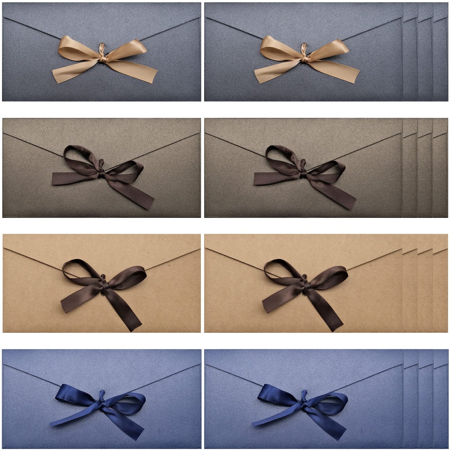 20 PCS Business Gift Card Envelopes, 8 x 4 inch Beautiful Pearlescent Envelopes with Bowknot for Greeting Card, Invitations, Letter