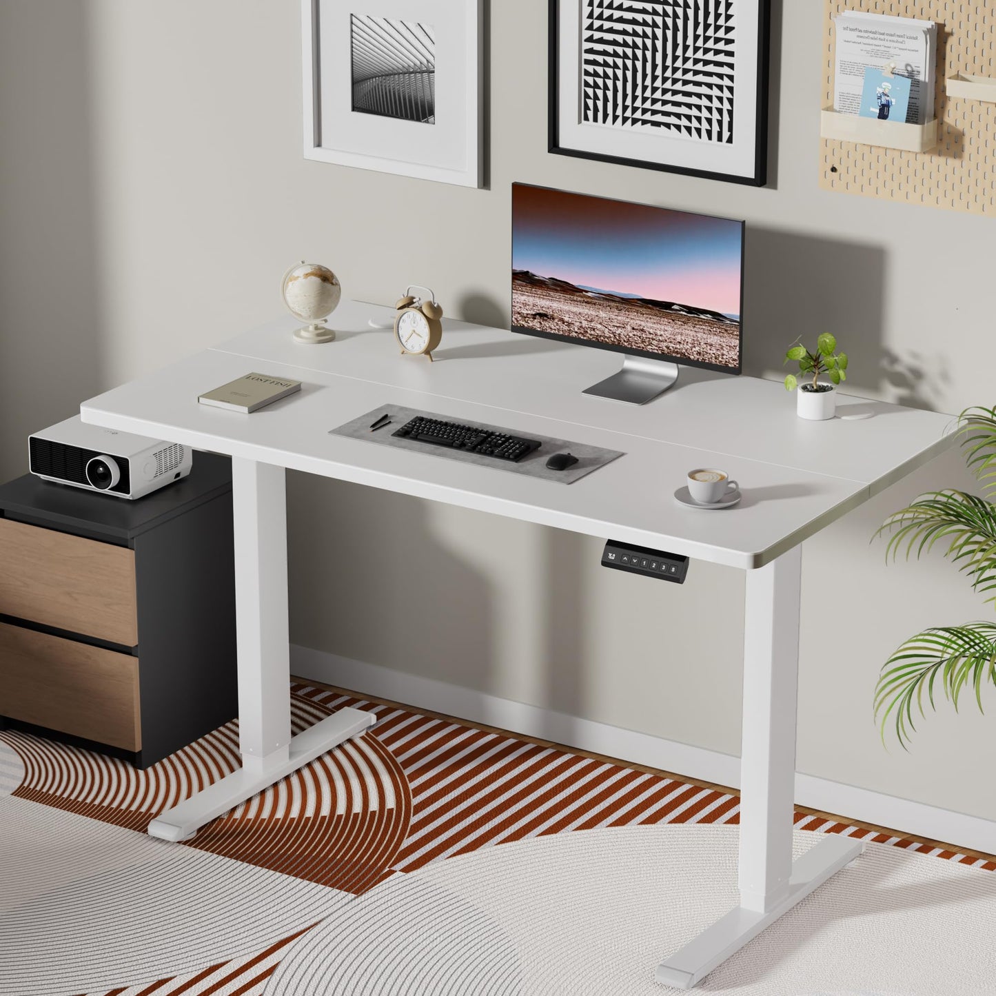 NICECOZY Dual Motor Electric Standing Desk Frame, Height Adjustable Table Legs for Max 44″ x 70.8″ Desktop with 330lbs Capacity, Ergonomic Sit Stand Up Desk Base for Home Office, White Frame Only