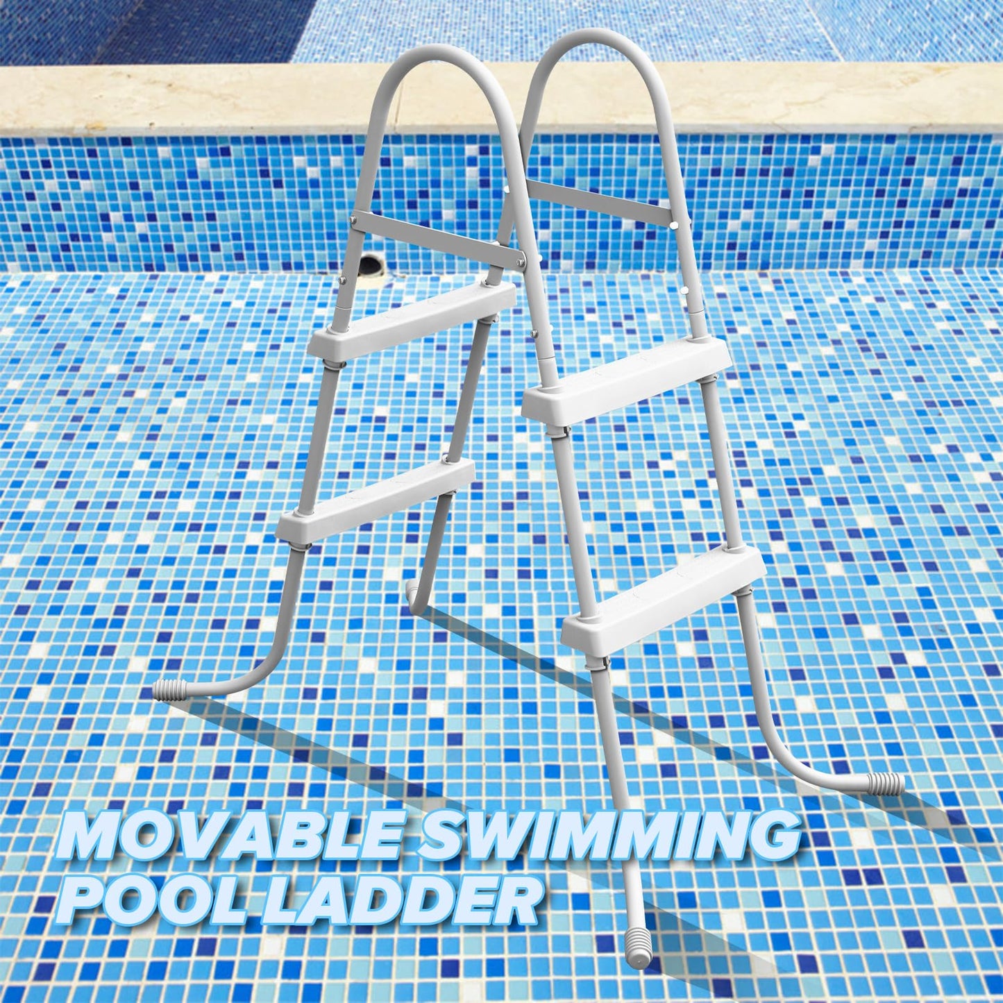 Above Ground Pool Ladder, 34'' Pool Ladder, Swimming Pool Ladder,2-Step Frame Ladder, Suitable for Pools up to 34 inches deep Above Ground, Anti-Slip Feet & Steps