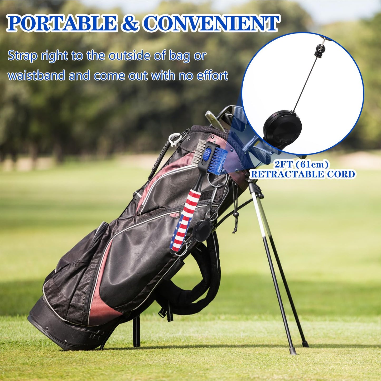 WinnerWhy 15Pcs American Flag Golf Accessories Kit, Include Golf Towel Plastic Golf Tee Golf Ball Bag with Hook Golf Divot Tool with Magnetic Ball Marker Golf Club Brush 4th of July Golf Gifts for Men