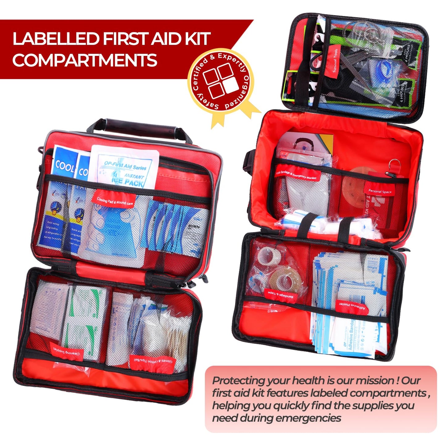 All-in-One Premium 505 Piece Emergency First Aid Kit, Large Medical Kit for Home, Car, Camping, Travel, Hiking, Sports & Outdoor