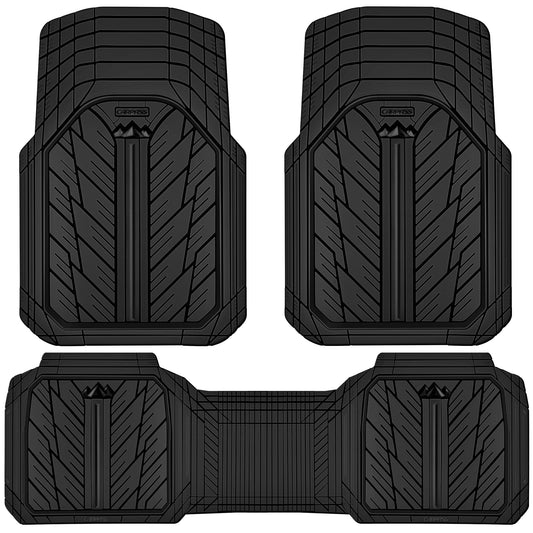 CAR PASS Heavy Rubber Car Floor Mats, Deep Waterproof Car Mats All Weather, Universal Trim-to Fit Automotive Floor Mats for Car SUV Truck Van, Durable Floor Liners Solid Black