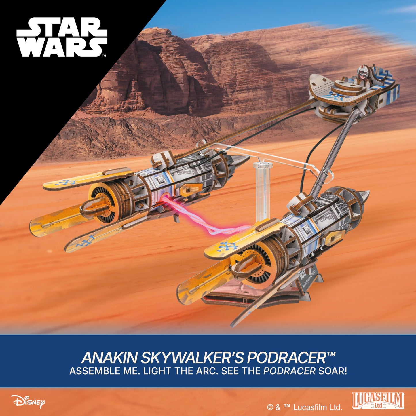 UGEARS Star Wars ™ Anakin Skywalker's Podracer ™ Wooden 3D Puzzles for Adults - 3D Puzzle, Wooden Model Kits for Adults, Hobby Model Kit, Wood Puzzles Adult, Brain Teaser Adult Model Building Kits