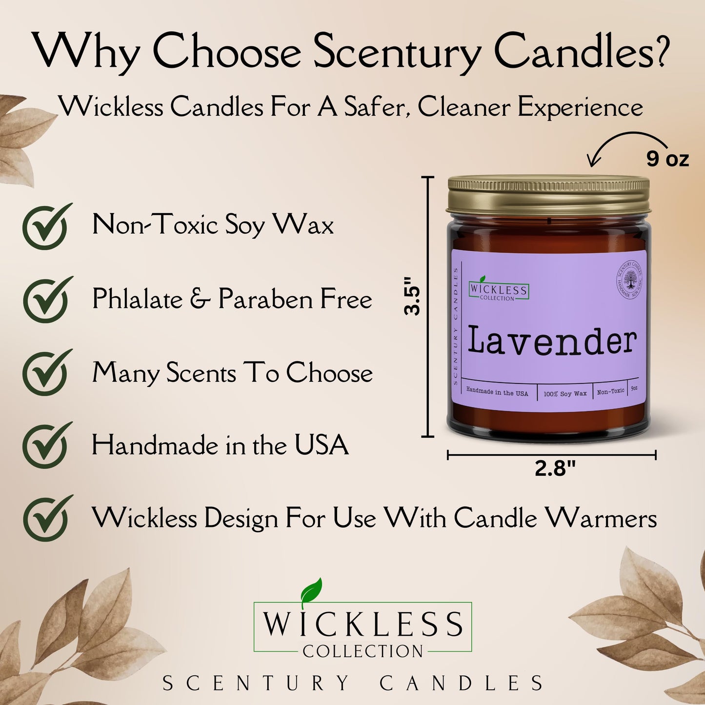 Wickless Apple Scented Candles for Candle Warmer Lamp, Many Scents to Choose, 100% Non-Toxic Soy Wax, Candle Melts for Warming Plate, Handmade in The USA (Apple Maple Bourbon)