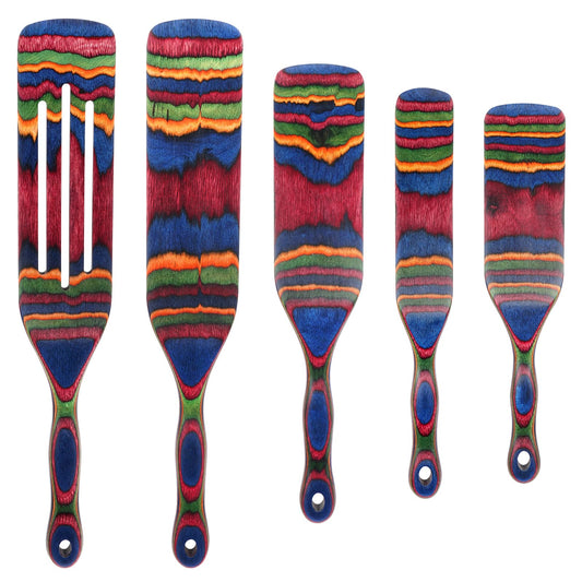 Spurtle Set, Wooden Utensils for Cooking, Kitchen Utensils Set, Pakkawood Kitchen Cooking Utensils Set, Apartment Essentials Wood Serving Spatula spoon, Home & kitchen Gift for Women & Men