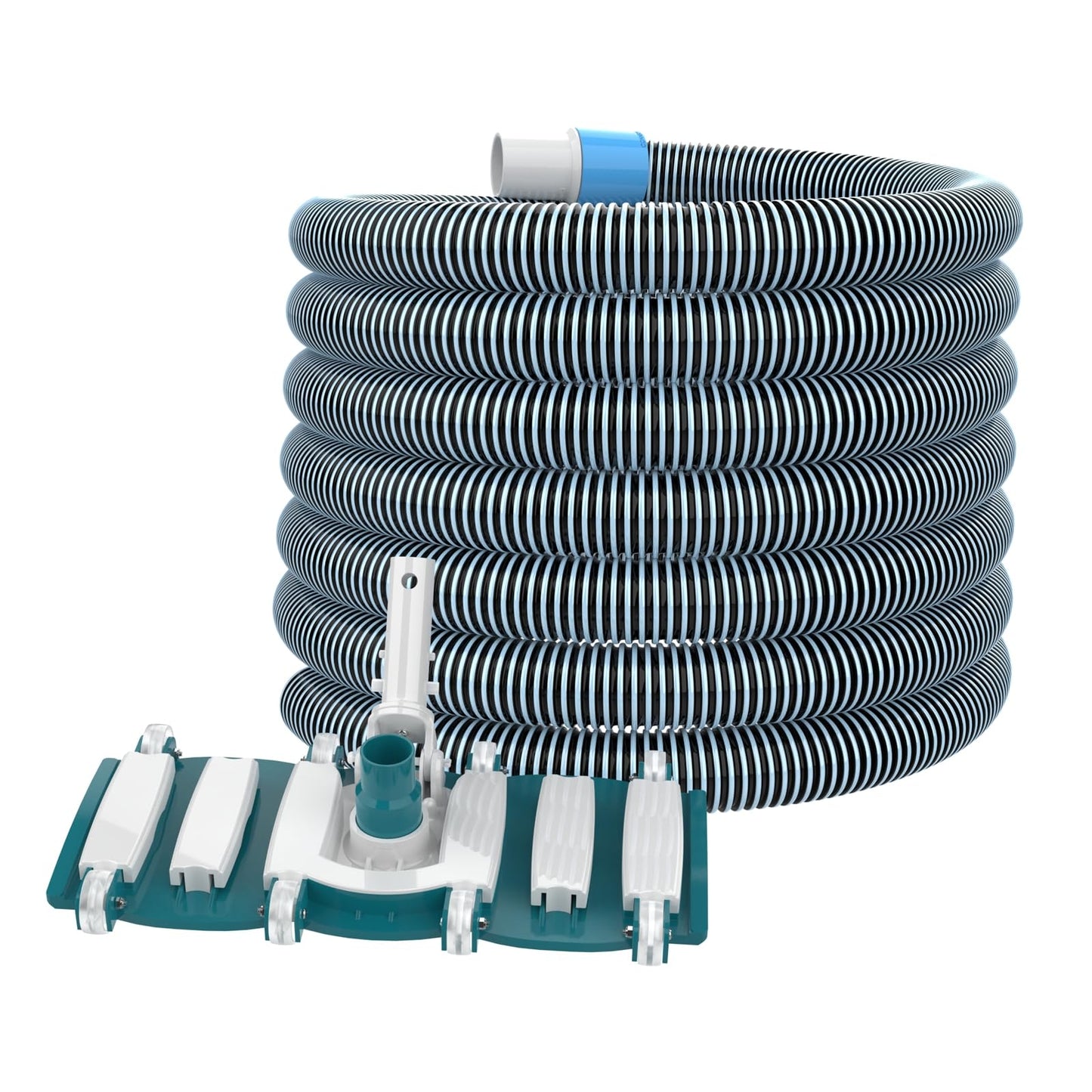 POOLWHALE Professional 1-1/2-Inch x 40-Feet Swimming Pool Vacuum Hoses and Weighted Rotatable Handle Vacuum Head with Wheels, Perfect for Above Ground and Inground Pools