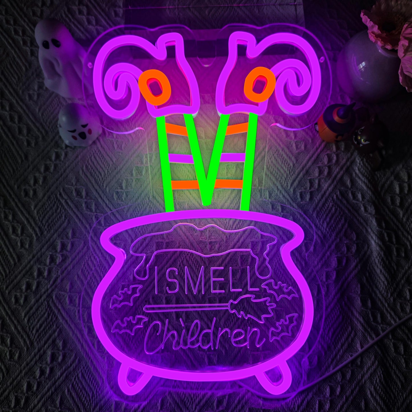Halloween Neon Sign Dimmable I Smell Chiedren Neon Sign for Wall Decor Halloween Witch Led Neon Light Sign for Halloween Led Sign Halloween Decorations Party Decor Home Bar