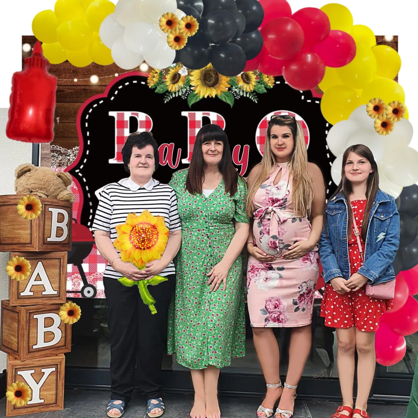 137 PCs BBQ Baby Shower Decorations, Hombae Its A Baby Q Baby Shower Decorations Backdrop Balloon Garland Banner Tablecloth Cake Cupcake Topper Boxes Cutout Barbecue Picnic Sauce Bottle Red Black