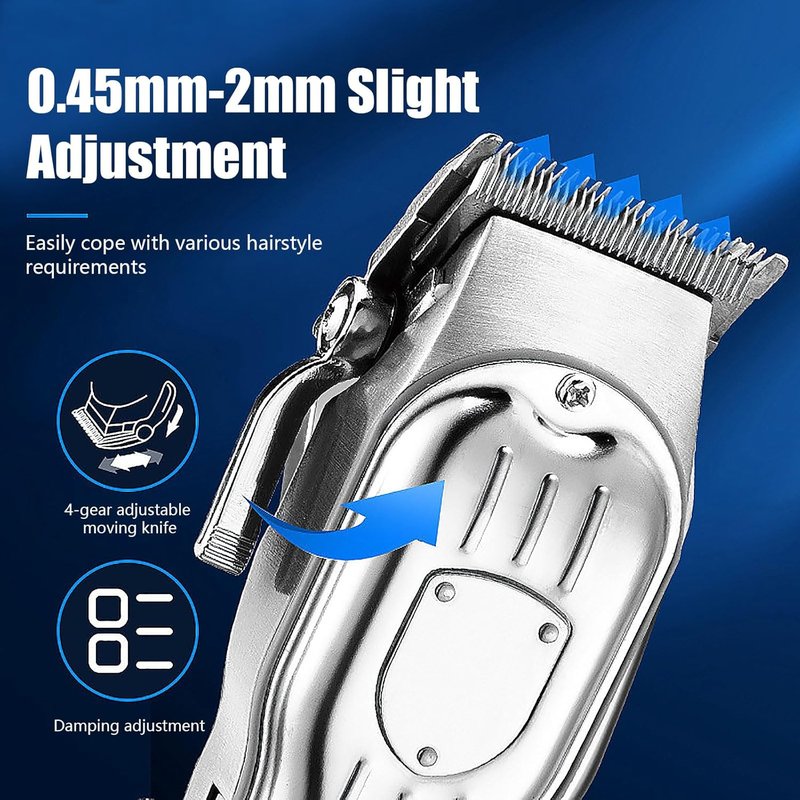 Professional Hair Clippers for Men - Cordless Hair Trimmer Kit with LCD Display | Rechargeable Silver Hair Cutting Set