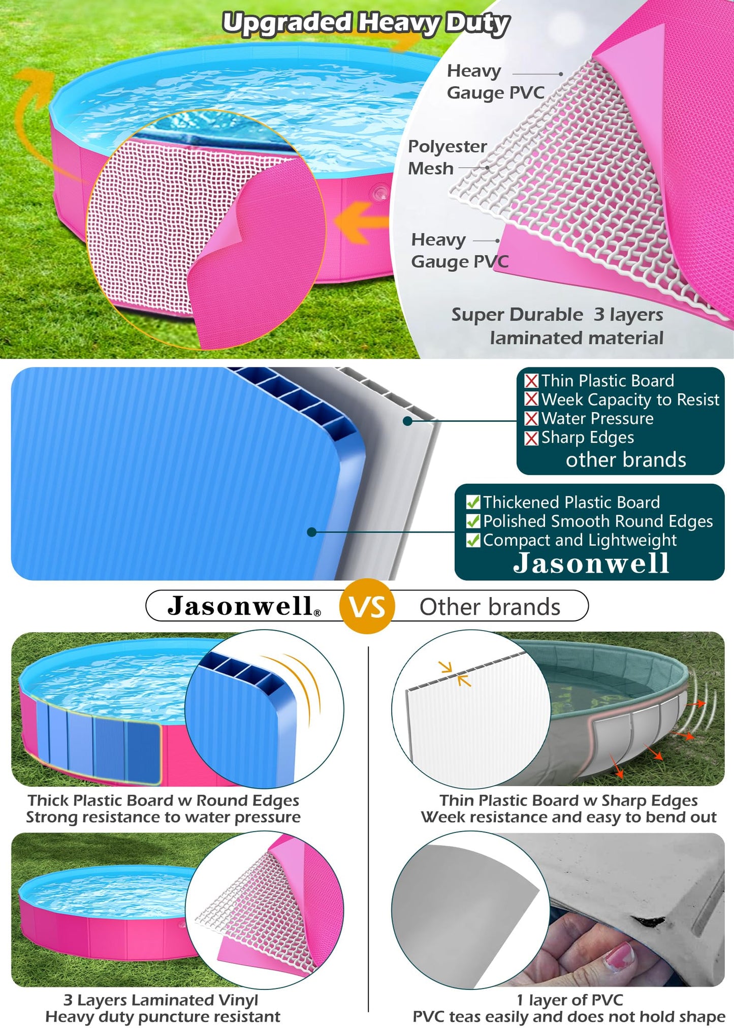 Jasonwell Kiddie Baby Pool with Canopy - Foldable Infant Toddler Kids Pool with Shade Baby Beach Essentials Tent Swimming Wading Pools for Toddlers 1-3 + Kids Dogs Ball Pit Backyard Water Play R, 40"