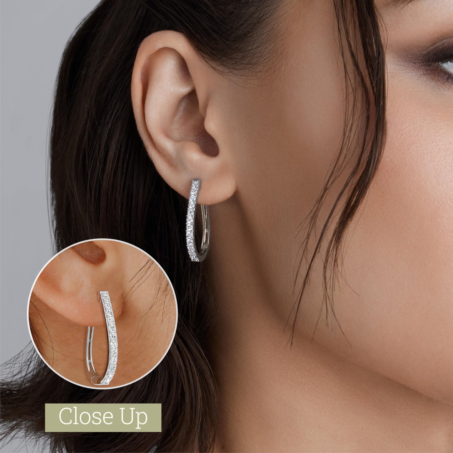 Gilded Lab-Grown Diamond Prong Series Hoop Earrings, 1 Cttw | SI1 F Color, Sterling Silver | Elegant & Ethical Jewelry for Women, Gift Box Included | For Anniversaries, Gifting and Special Occasions