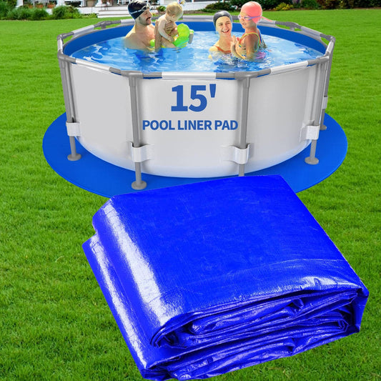 15FT Round Pool Liner Pad for Above Ground Pools, 180 GSM Heavy-Duty Puncture Resistant Under Mat, Underlayment Outdoor Tarp Protector for Lawn Concrete, Pool Floor Base Pad, Extends Liner Life