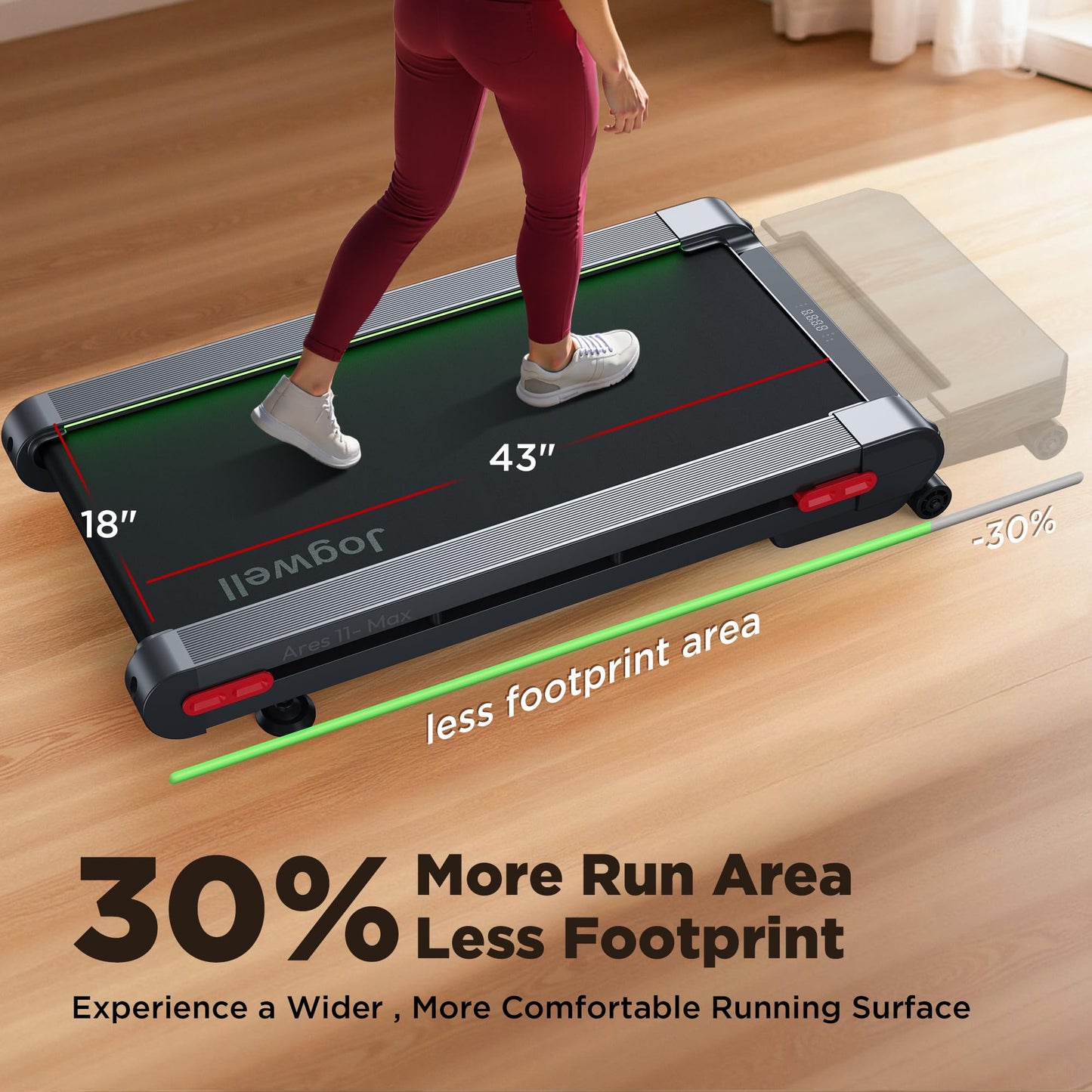 Jogwell Walking Pad Treadmill with 20%/15%/12% Auto Incline, Max 400/350lbs Capacity Treadmills for Home Office Under 35dB, Spacious Running Area, Vertical Storage, 3/3.5HP Brushless, APPJW11