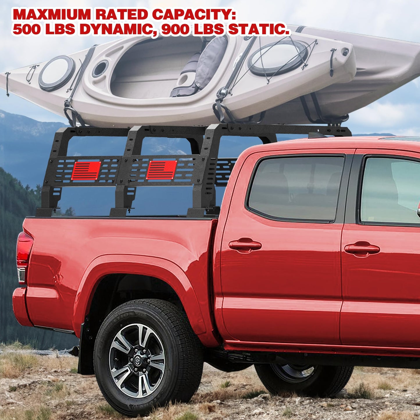 LONGSUN 22.5" High Truck Rack for Full-Size Trucks Without Bed Rails Overland Bed Rack for 2002-2025 Dodge Ram 1500, 2014-2025 Chevy Silverado 1500, 2007-2013 Tundra