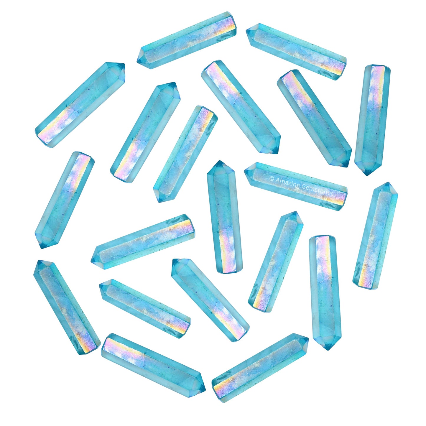 Amazing Gemstone Aqua Aura Quartz Crystal Points Bulk Healing Crystals and Stones - Pack of 3 Single Terminated Healing Wand Point Bulk Crystals for Crafts, Crystal Grid, DIY Work - Premium Crystals