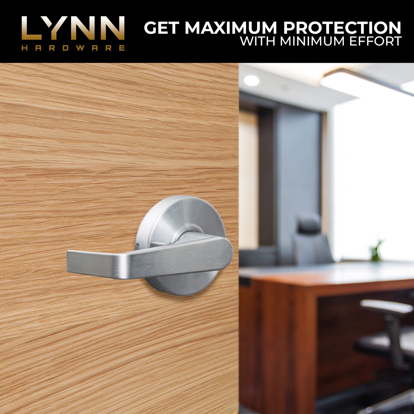 LYNN HARDWARE - Classroom - Commercial Door Lock - Heavy-Duty Designer Handles for Doors - Durable Grade 2 Indoor Locks for Doors - Cylindrical Door Handle Lock - ADA Compliant - Satin Chrome