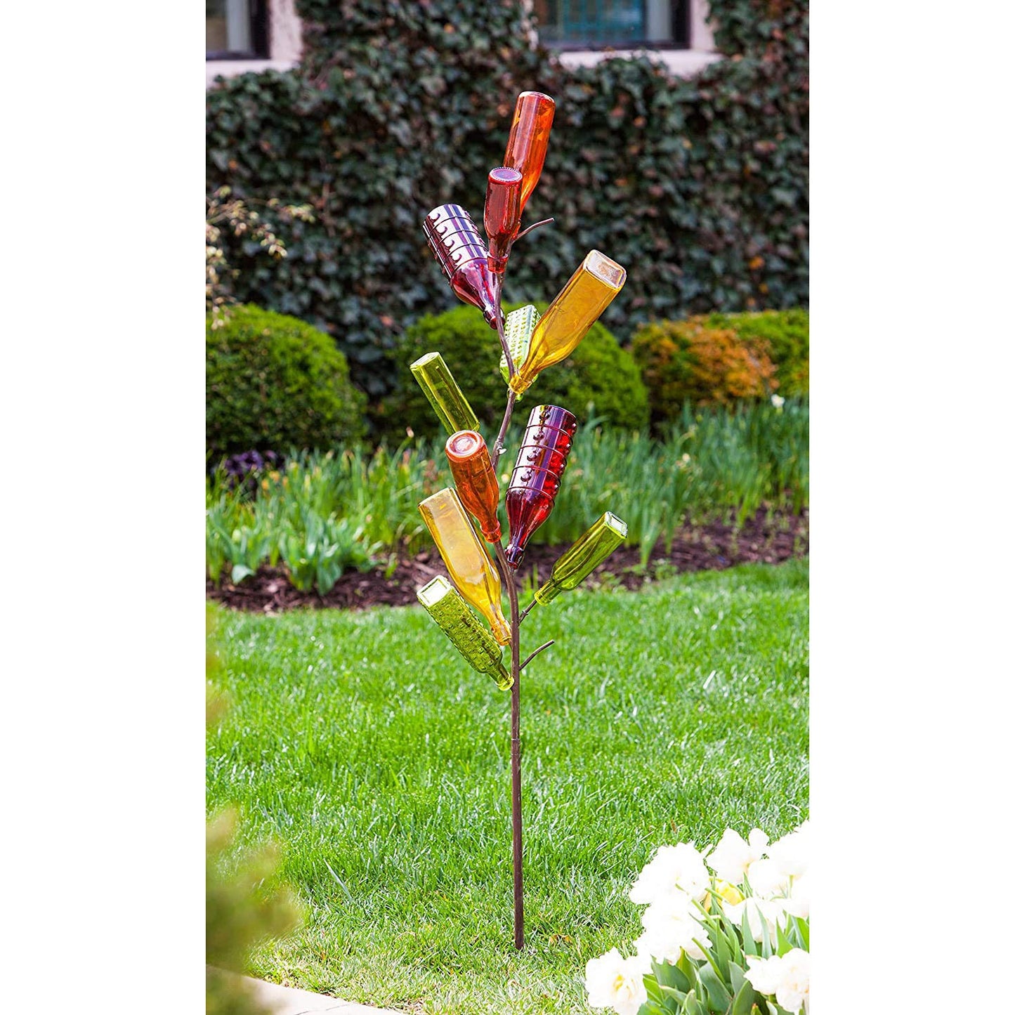 Evergreen Garden Glass Bottle Tree, Metal Bottle Trees for Garden Outside, Decorative Bottles Holder for Outdoor Wedding Christmas Party Decoration (Bottles Sold Separately)