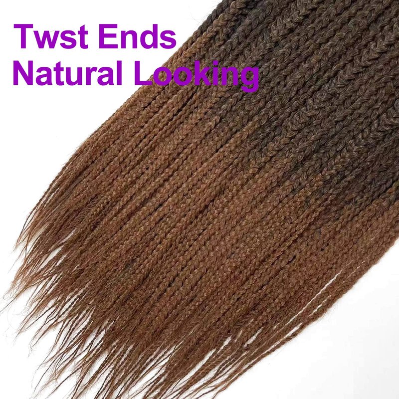1B/30 Goddess Box Braid Crochet Hair 24 Inch T30 Ombre Brown Crochet Box Braids Pre Looped braid Hair for Black Women Soft 6 Packs 144 Strands Chicmoi (T30, 24 inch 6 pack)
