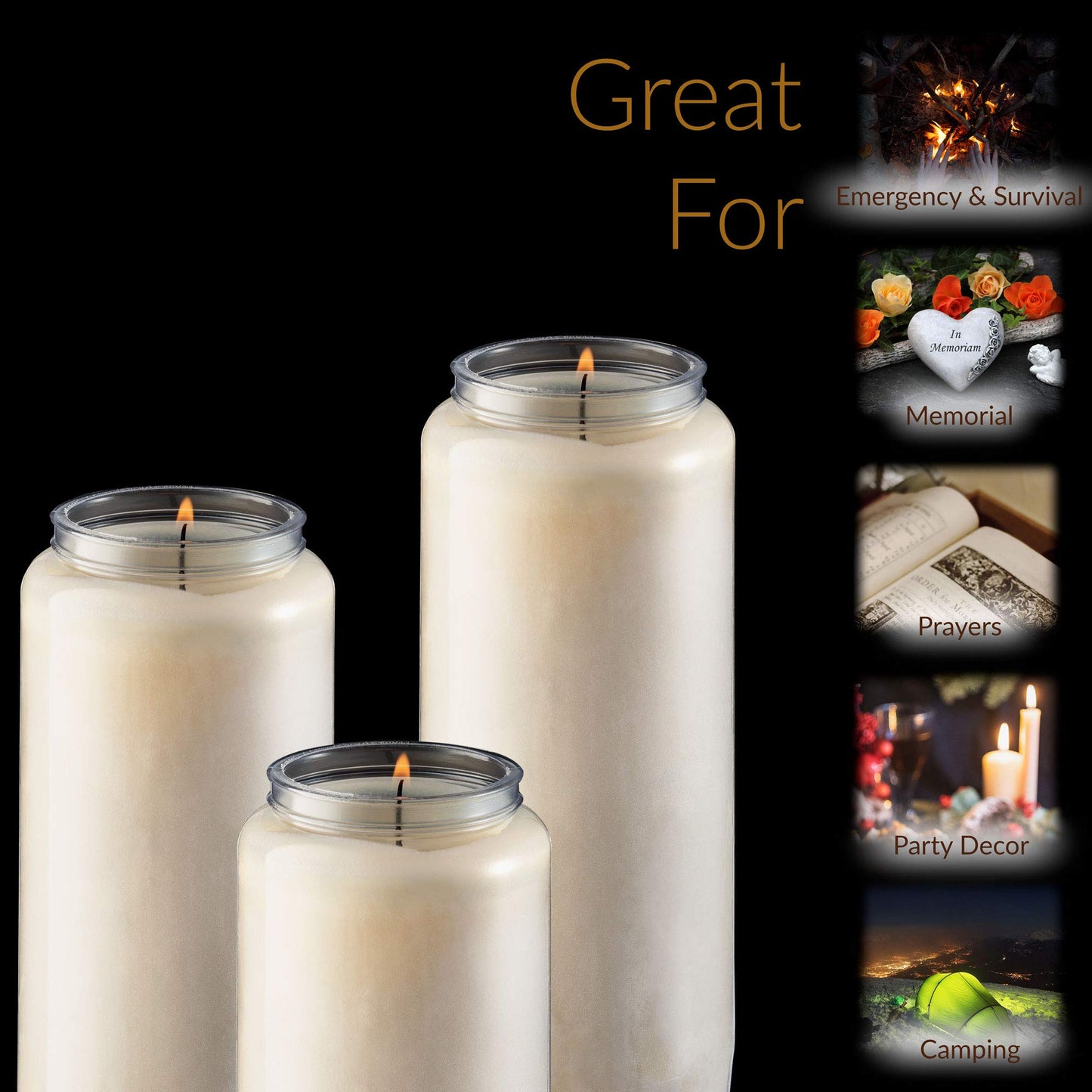 Rambue 9 Day Prayer Candles, 9 Pack - 7” White Memorial Candle for Shiva, Religious Ceremony, Party, Emergency Candles - Long Burning Vegetable Wax in Plastic Jars