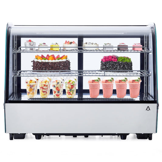 ActiveTrail 5.6 Cu.Ft Countertop Bakery Display Case – Double Glass Refrigerated, LED Lighting, Adjustable Shelves, Digital Temp Control, for Pastry, Cake, Sushi, 110V