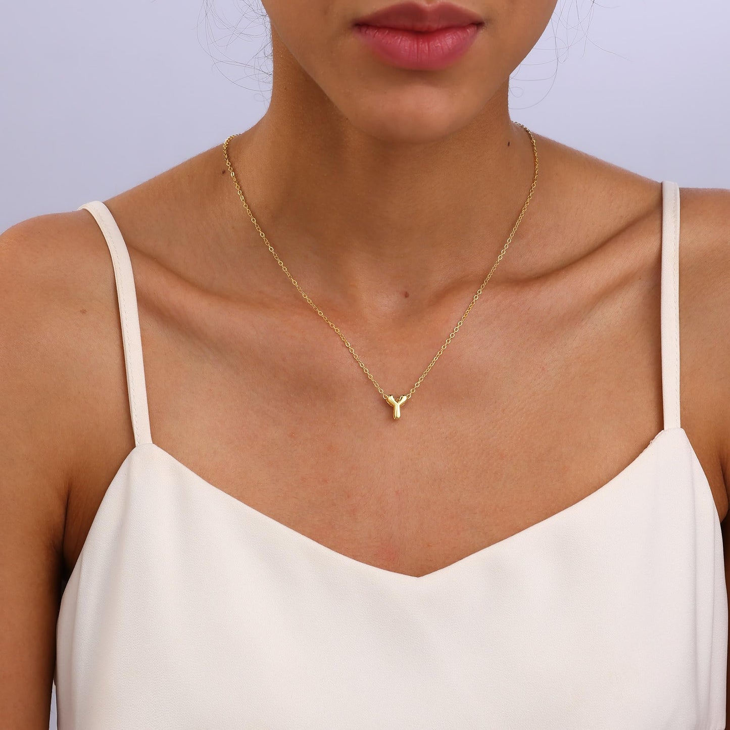 CUEZIY 14K Gold Plated Bubble Letter Necklace Initial Necklaces for Women Dainty Personalized Charm Pendant Name Necklace Cute Non Tarnish Fashion Accessories Teen Gift Trendy Stuff Jewelry Gifts