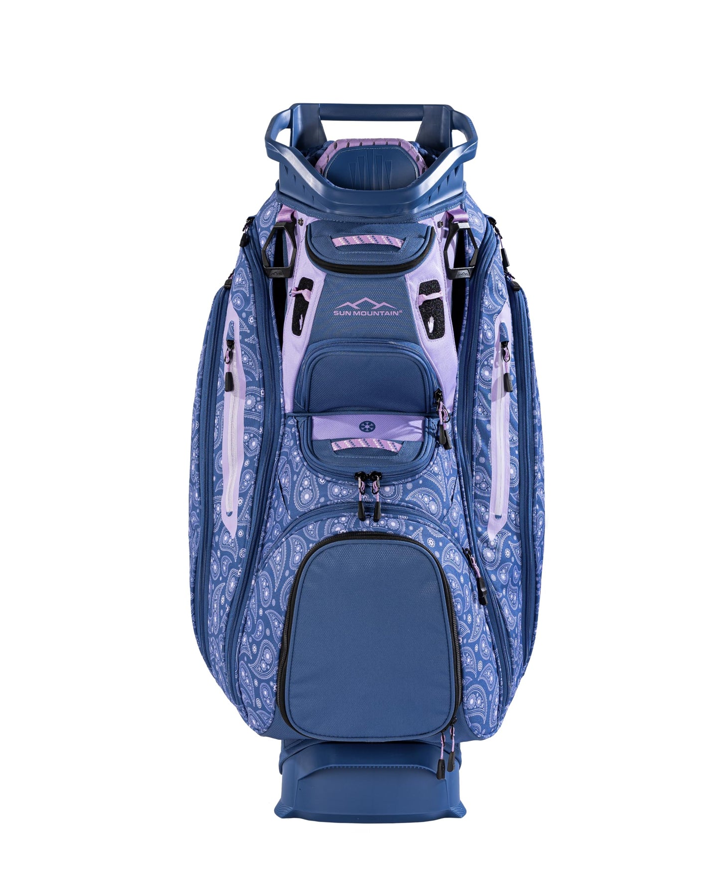 Sun Mountain Women's C130 Lightweight Cart Golf Bag 14-Way Top - 11 Pockets, Smart Dual Strap System, Push-Electric-Riding Cart Compatible Compression Base, 2026 Model - Sport-Paisley-Lavender
