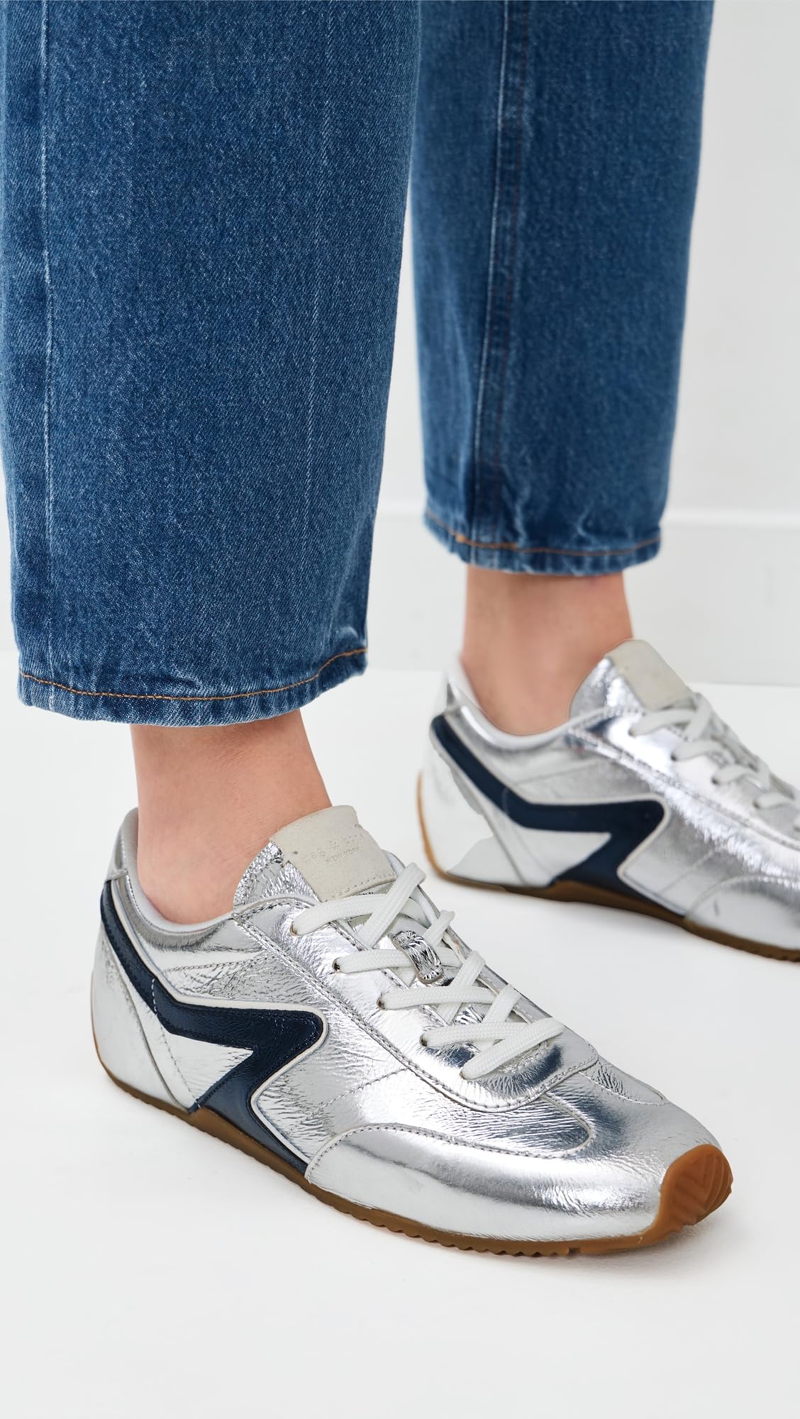 rag & bone Women's Retro Runner Slim Ultra Sneakers, Slnvy, 5 Medium US