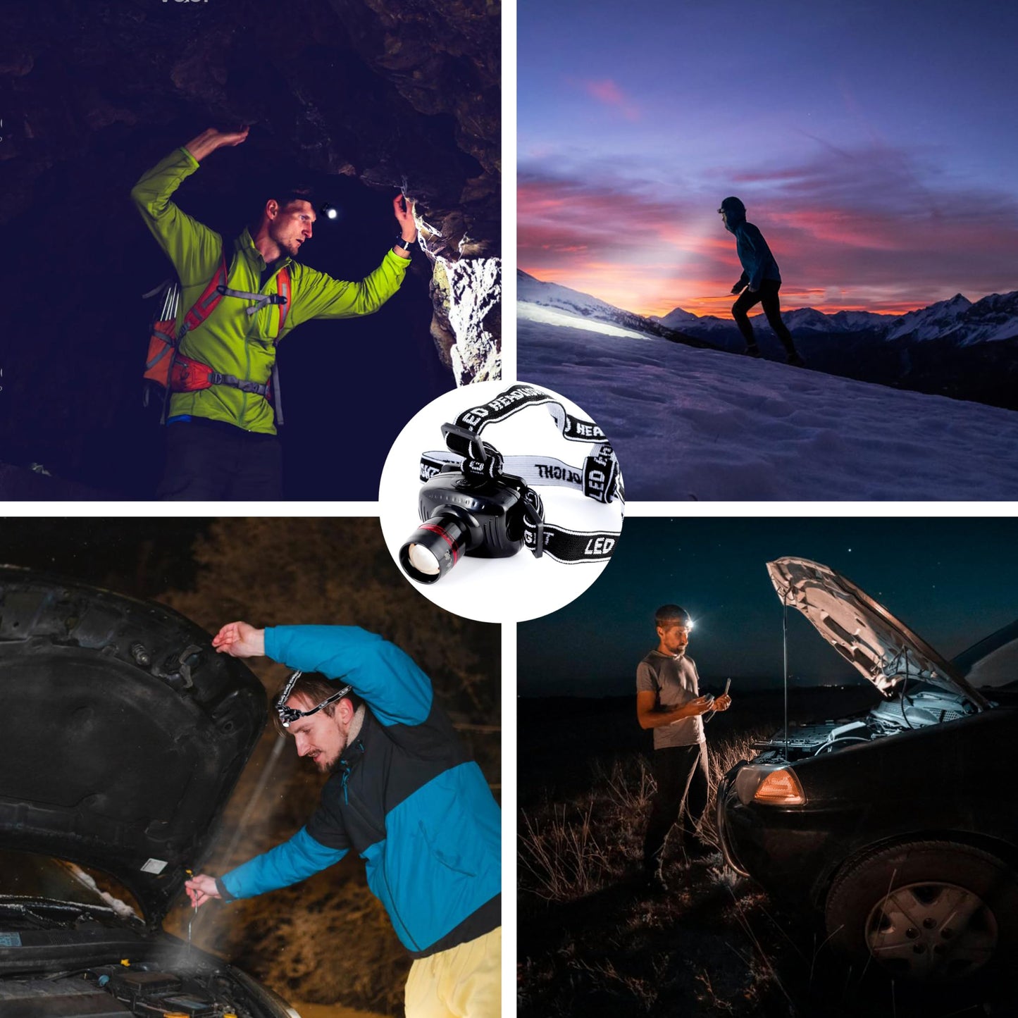 LIANXIN Car Roadside Emergency Kit, with Jumper Cables Automotive Kit,Car Safety Roadside Assistance Kit Headlamp,Tow Straps, Multi-Function Blades, Rainwear, Gloves.Blue