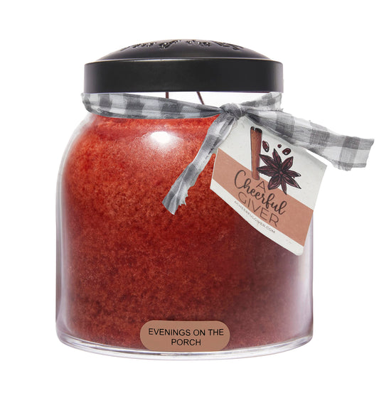 A Cheerful Giver — Evenings on the Porch - 34oz Papa Scented Candle Jar with Lid - Keepers of the Light - 155 Hours of Burn Time, Gift for Women, Red